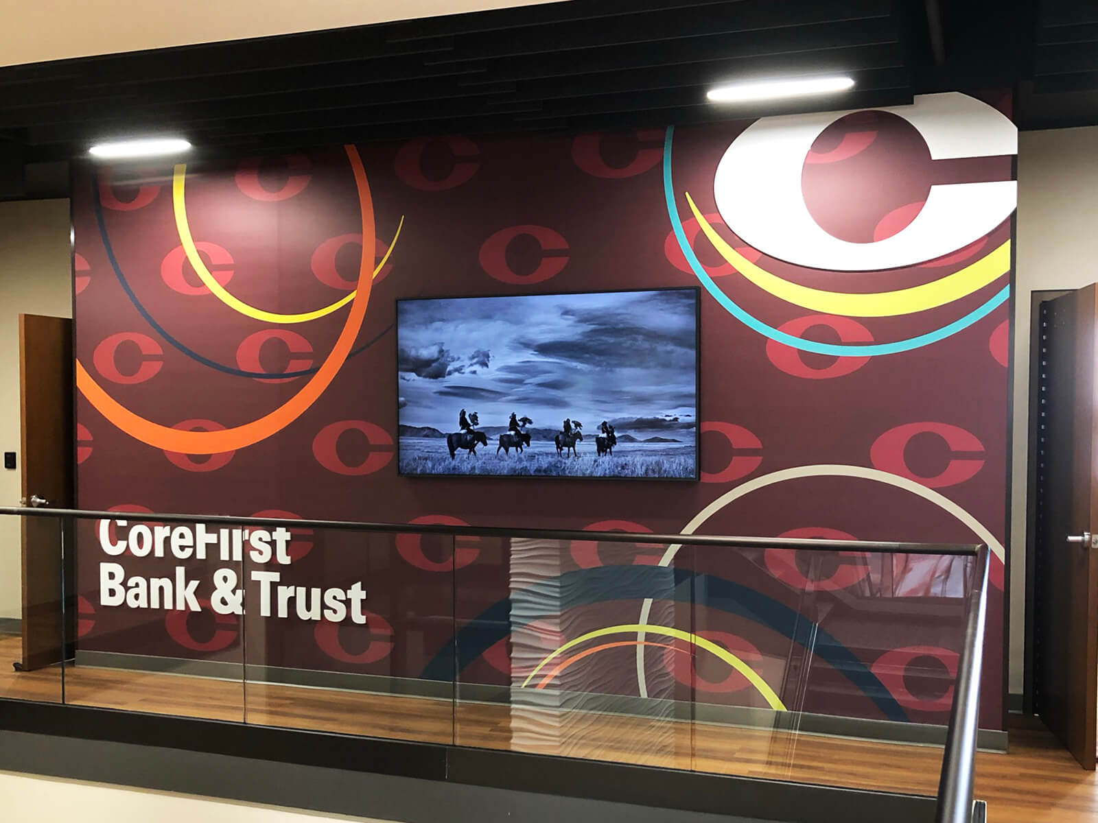 Graphic Vinyl Brand Wall at Corefirst Bank & Trust