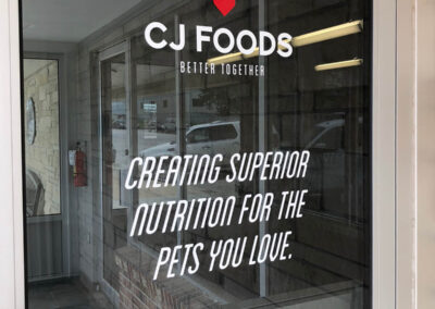 Cut vinyl door decal for CJ Foods