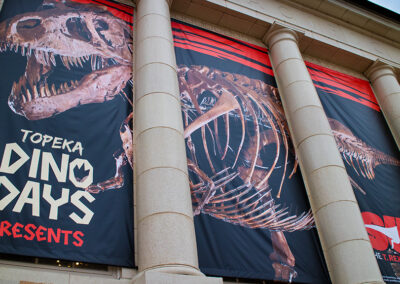 Closeup of Great Overland Station Topeka Dino Days Banners